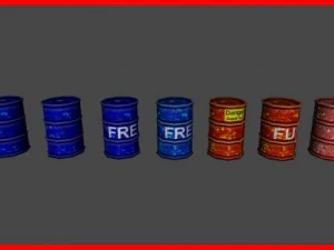 toon metal oil drums barrels 3D Model