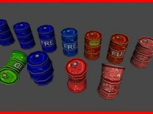 toon metal oil drums barrels 3D Model