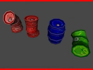 toon metal oil drums barrels 3D Model
