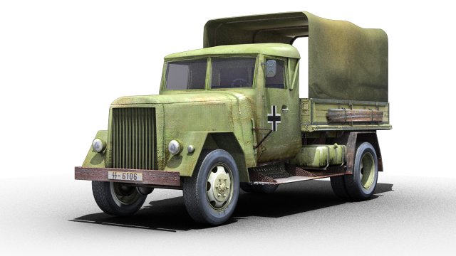 wwii german henschel truck 3D Model .c4d .max .obj .3ds .fbx .stl .blend