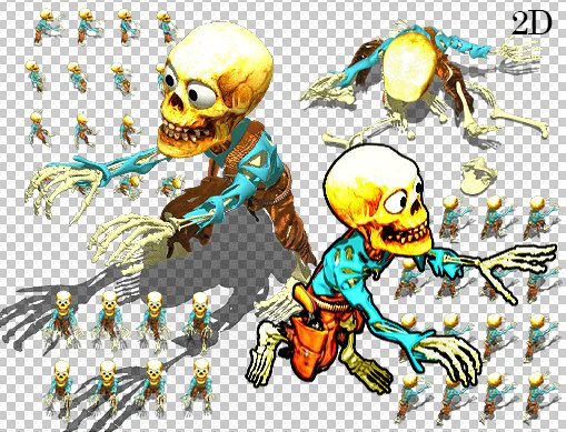 2d toon skeleton 3D Model .c4d .max .obj .3ds .fbx .stl .blend 