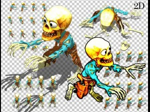 2d мультяшний скелет 3D Модель