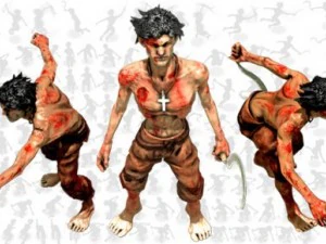 拿着镰刀的僵尸人 3D 模型