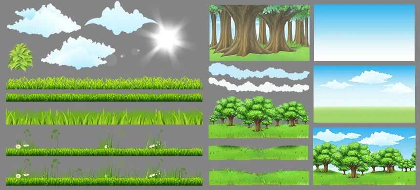 2d toon forest map elements CG Textures .c4d .max .obj .3ds .fbx .stl .blend 