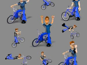 2d bmx rider character 3D Model