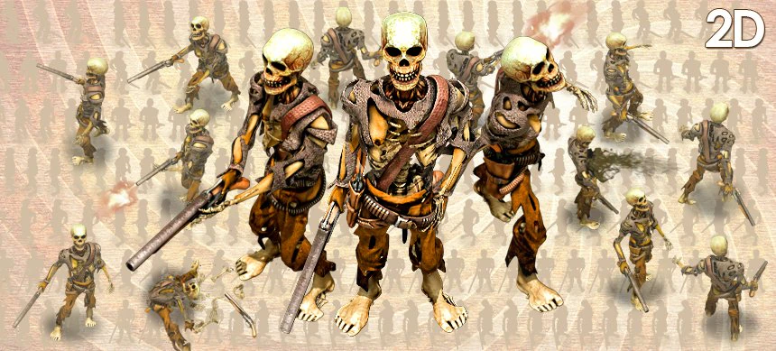 2d cowboy skeleton 3D Model .c4d .max .obj .3ds .fbx .stl .blend 