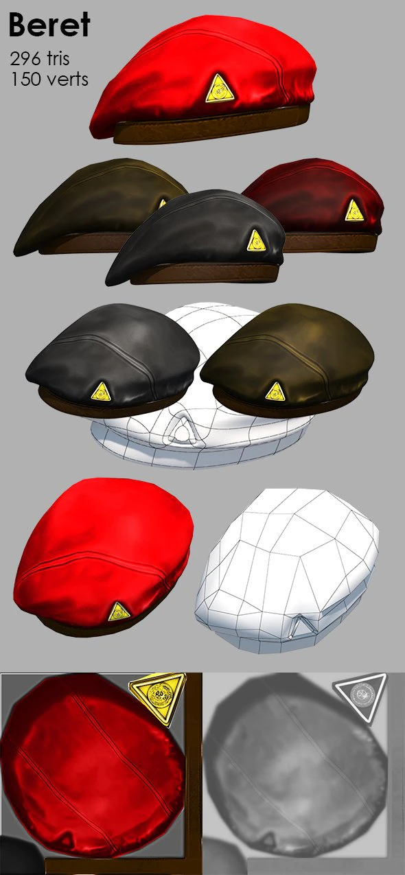 beret 3D Model .c4d .max .obj .3ds .fbx .stl .blend