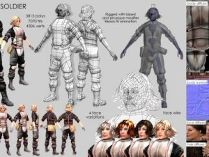 woman soldier 3D Model