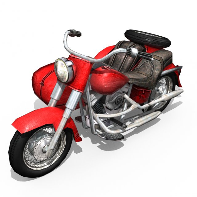 heavy motorcycle with sidecar 3D Model .c4d .max .obj .3ds .fbx .stl .blend 