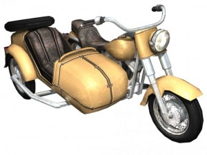 heavy motorcycle with sidecar 3D Model