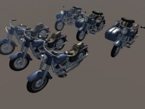 heavy motorcycle with sidecar 3D Model