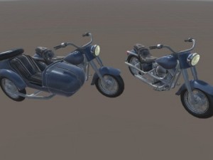 heavy motorcycle with sidecar 3D Model