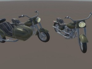 heavy motorcycle with sidecar 3D Model