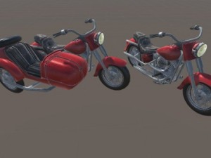 heavy motorcycle with sidecar 3D Model