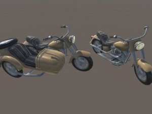heavy motorcycle with sidecar 3D Model