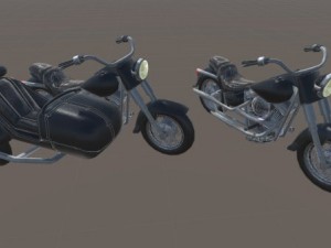 heavy motorcycle with sidecar 3D Model