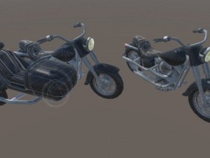 heavy motorcycle with sidecar 3D Model
