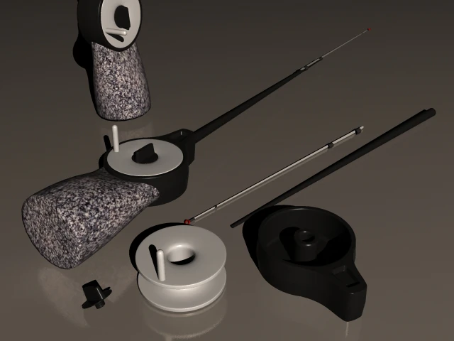 winter fishing tackle 2 3D Model .c4d .max .obj .3ds .fbx .stl .blend