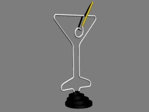 neon martini lamp  light 3D Model