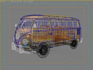 vw van 1966 3D 模型