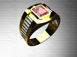 мужское кольцо с камнем по случаю рождения 3D Модель