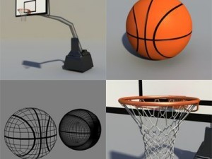 basket hoop with basketball 3D Model