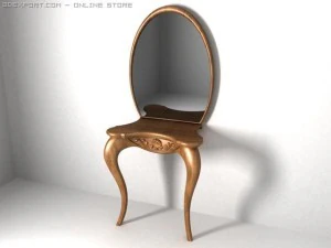 ahşap oymalı masa tuvaleti 3D Model