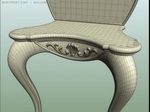table toilet with woodcarving 3D 모델