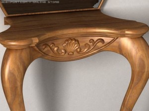 table toilet with woodcarving 3D 모델