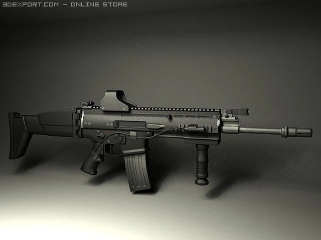 fn scar assault rifle 3D Model .c4d .max .obj .3ds .fbx .stl .blend 