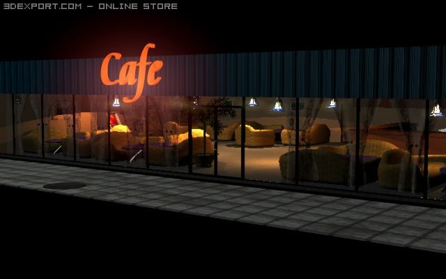 cafe 3D Model .c4d .max .obj .3ds .fbx .stl .blend 