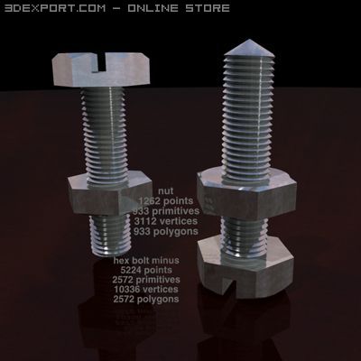 hex bolt minus 3D मॉडल .c4d .max .obj .3ds .fbx .stl .blend 