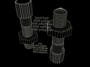 knurl nut and bolt 3D Model