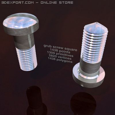 grub screw square 3D Model .c4d .max .obj .3ds .fbx .stl .blend 
