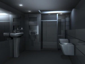 голубоватая ванная комната 3D Модель