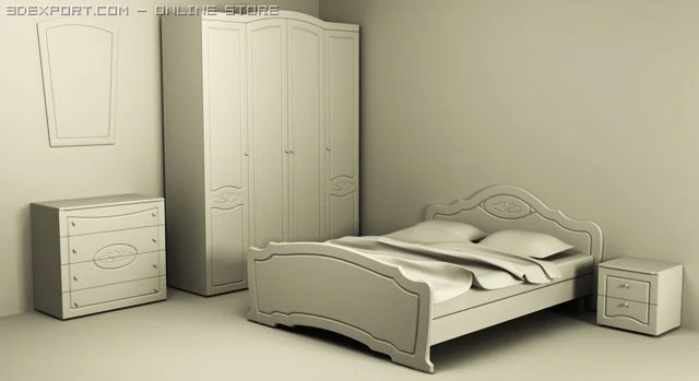 bedroom suite 3D Model .c4d .max .obj .3ds .fbx .stl .blend 