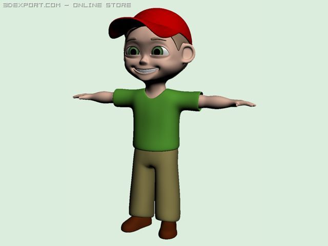 cartoon boy 3D Модель .c4d .max .obj .3ds .fbx .stl .blend