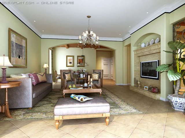 feicui livingroom 3D Model .c4d .max .obj .3ds .fbx .stl .blend
