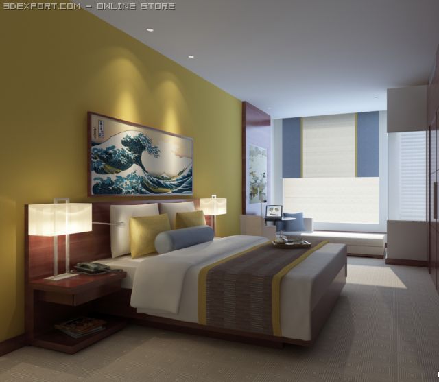 bedroom 3D Model .c4d .max .obj .3ds .fbx .stl .blend