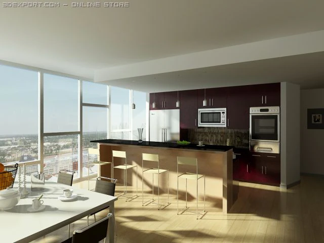 kitchen 3D Model .c4d .max .obj .3ds .fbx .stl .blend 