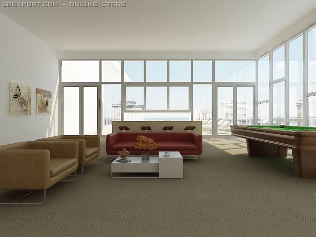 community room 3D Model .c4d .max .obj .3ds .fbx .stl .blend 