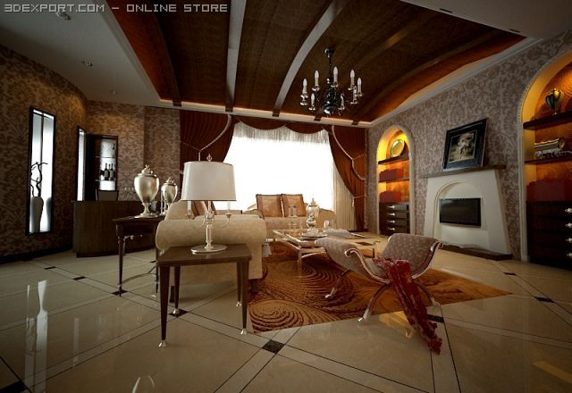 new01livingroom 3D Model .c4d .max .obj .3ds .fbx .stl .blend 