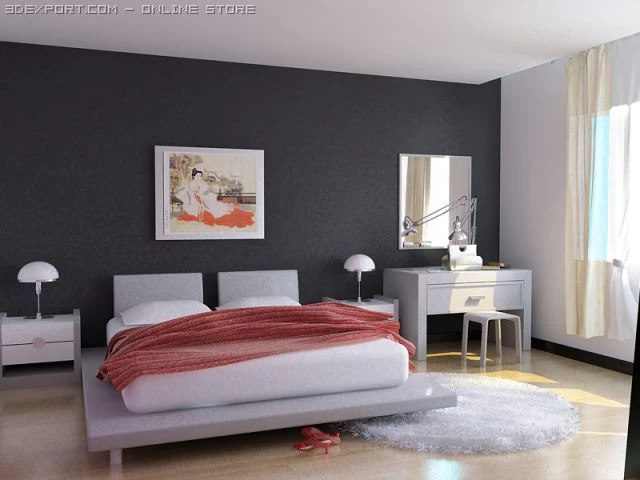 bedroom017 3D Model .c4d .max .obj .3ds .fbx .stl .blend 