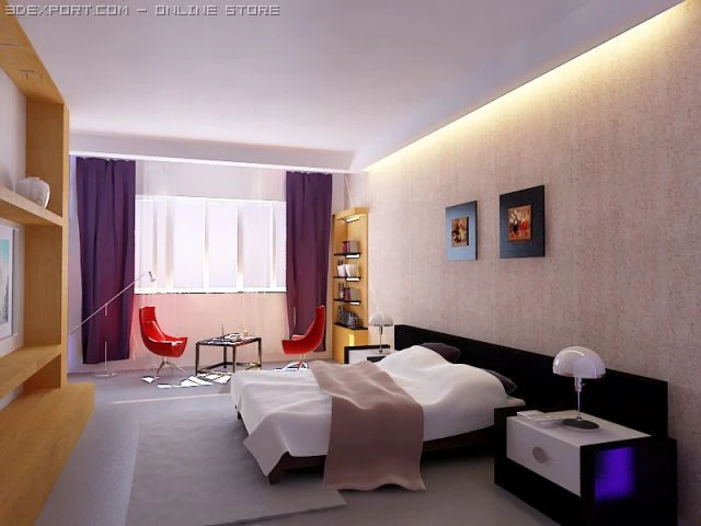 bedroom029 3D Model .c4d .max .obj .3ds .fbx .stl .blend 