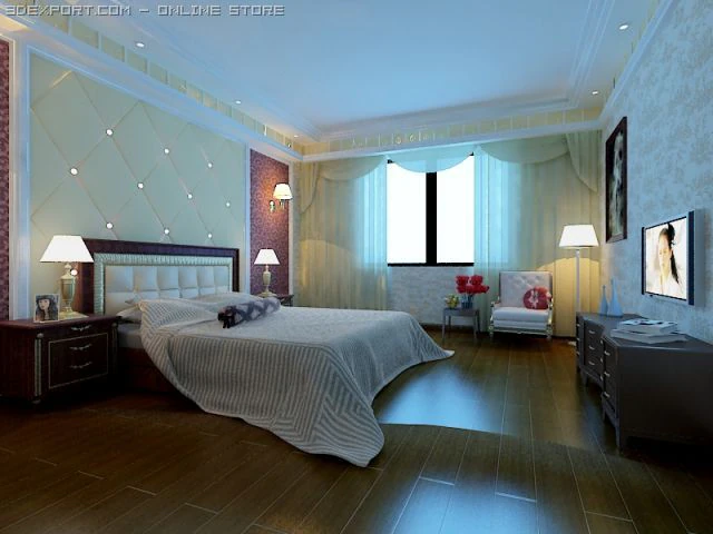 bedroom030 3D Model .c4d .max .obj .3ds .fbx .stl .blend 