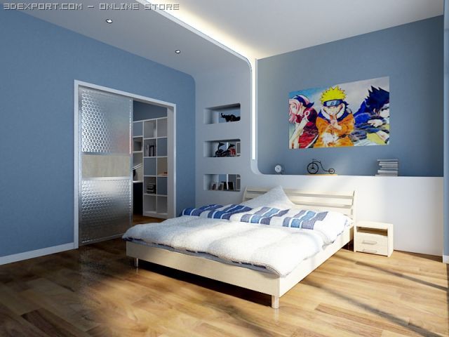 bedroom059 3D Модель .c4d .max .obj .3ds .fbx .stl .blend 