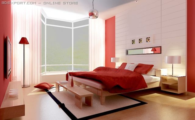 bedroom090 3D Модель .c4d .max .obj .3ds .fbx .stl .blend 
