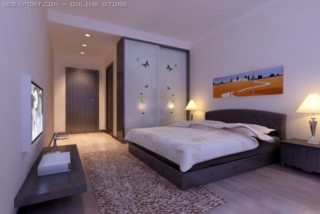 bedroom102 3D 模型 .c4d .max .obj .3ds .fbx .stl .blend 