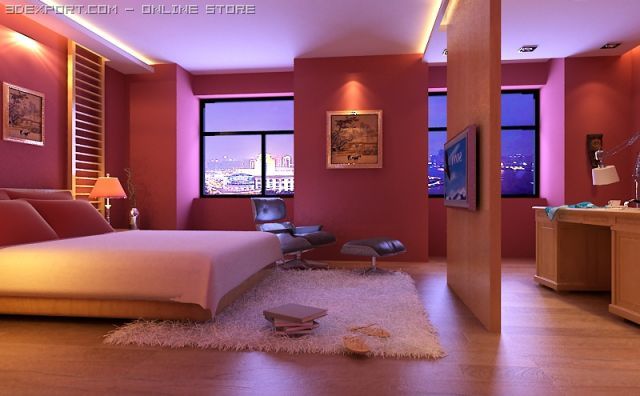 bedroom117 Model 3D .c4d .max .obj .3ds .fbx .stl .blend 