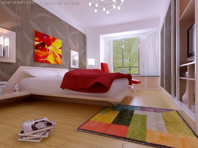 спальня123 3D Модель .c4d .max .obj .3ds .fbx .stl .blend 